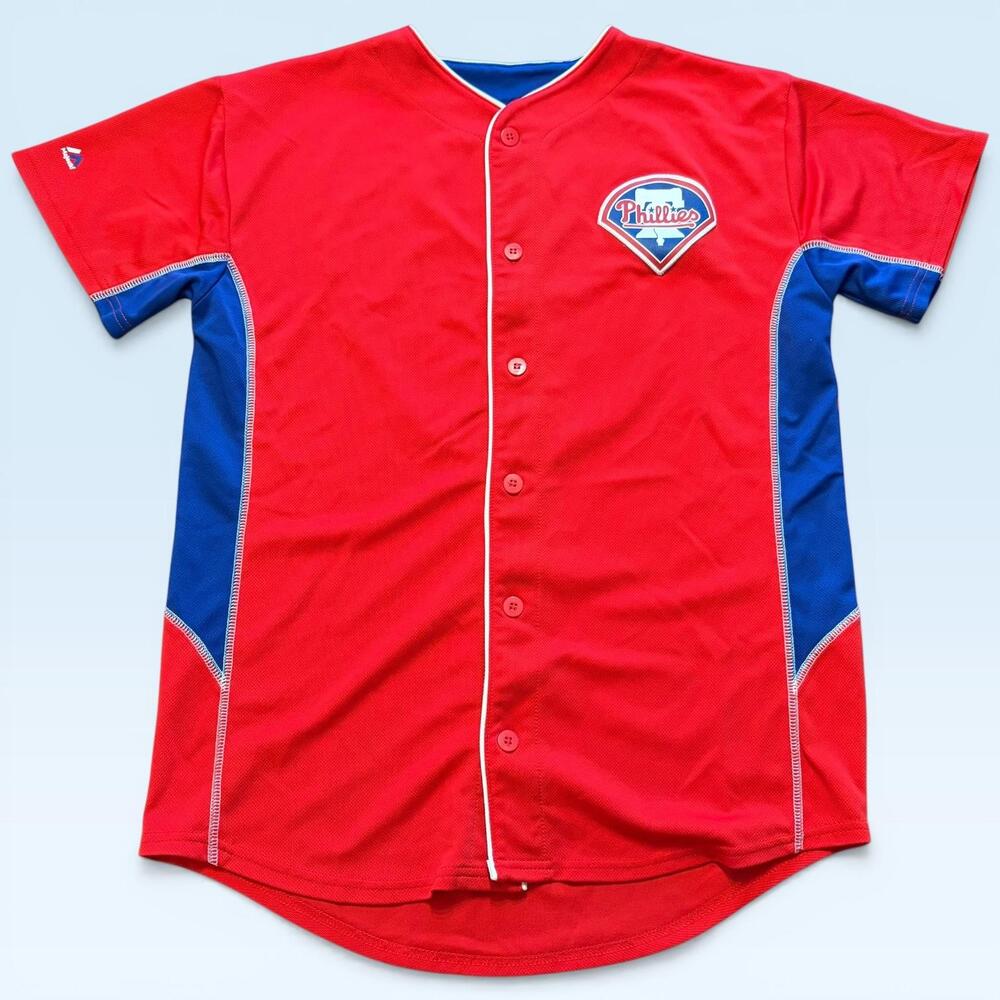 Philadelphia Phillies Baseball Jersey Youth Large Red MLB Cliff Lee 33 Majestic